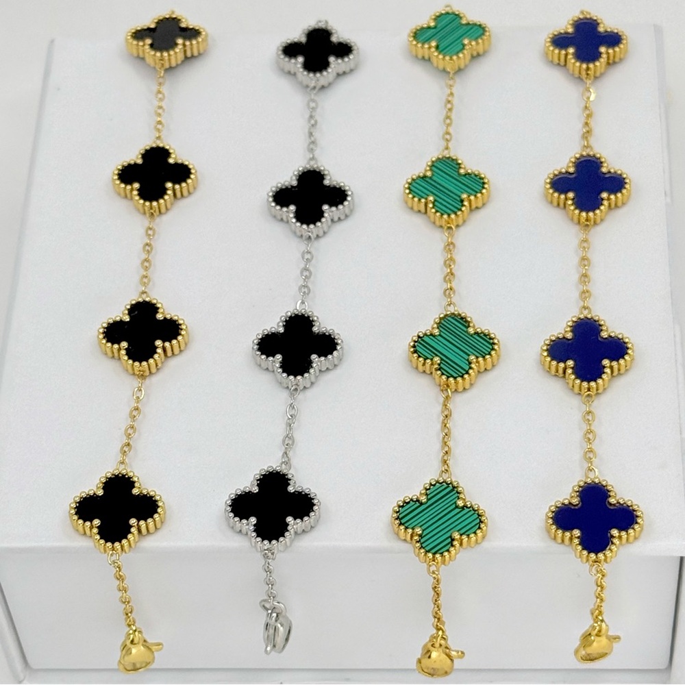 Royal Blue Clover Bracelet | Double Sided | Four Leaf - Picture 8 of 11